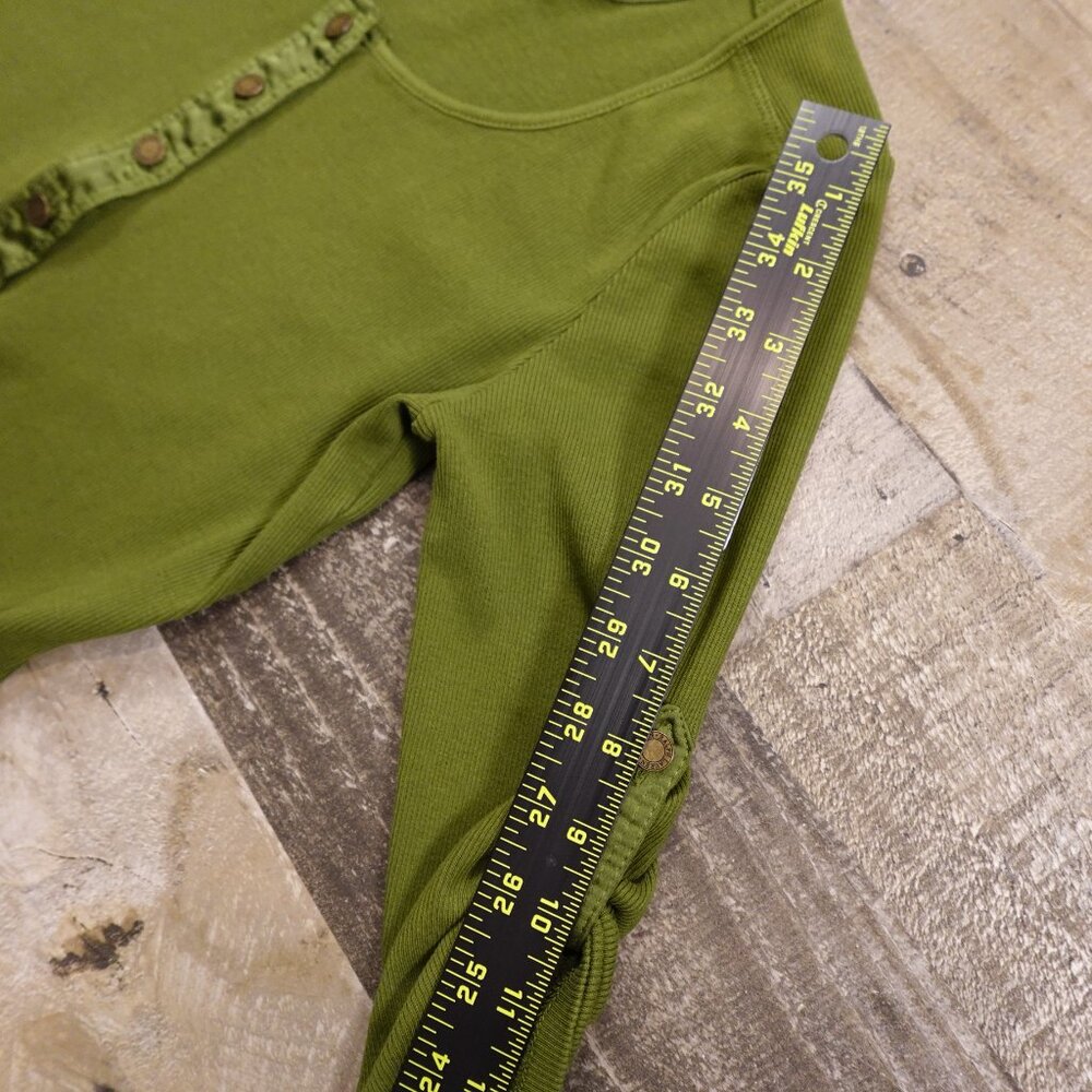 Lauren Ralph Lauren Women’s Ribbed Knit Dress Medium Olive‎ Green Button Front - Picture 8 of 11
